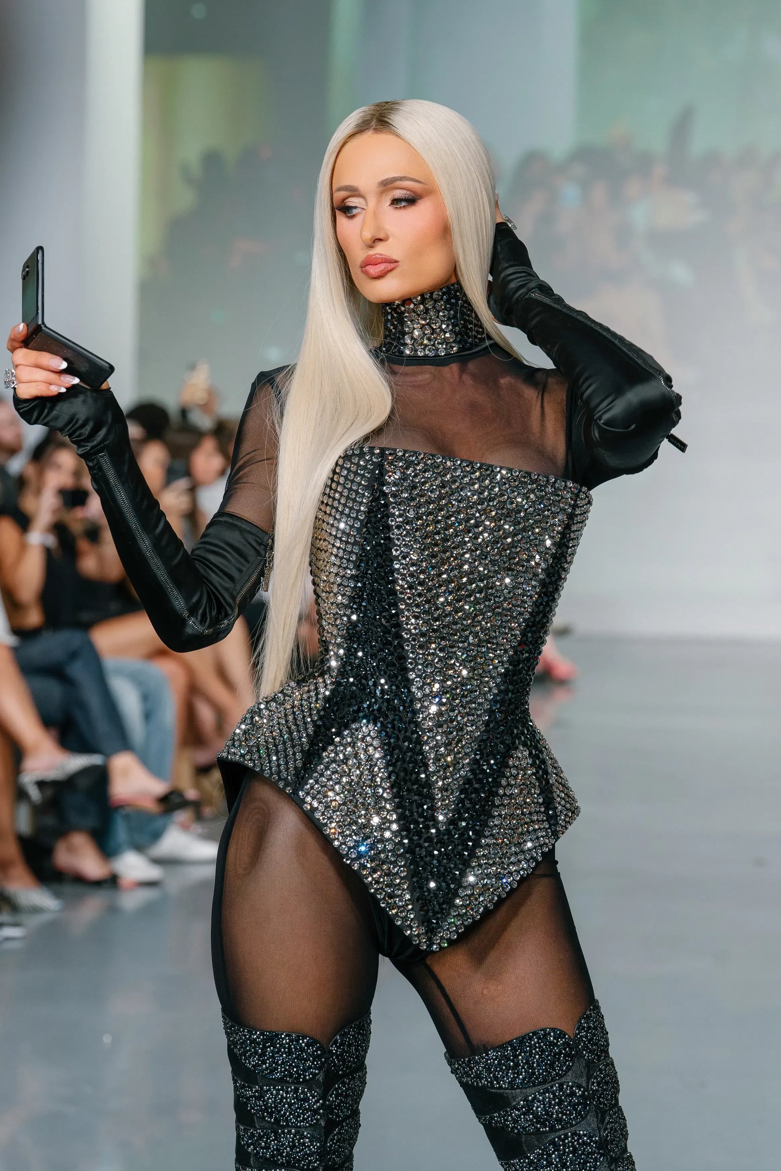 Paris Hilton on the runway at The Blonds' 20th anniversary show, New York, Sept. 14, 2026.